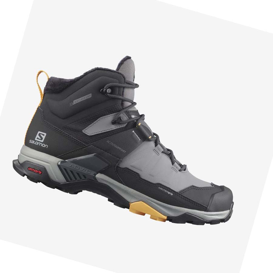 Salomon X ULTRA 4 MID WINTER THINSULATE™ CLIMASALOMON™ WATERPROOF Téli Csizma Férfi Fekete Szürke | HU 2249BEX